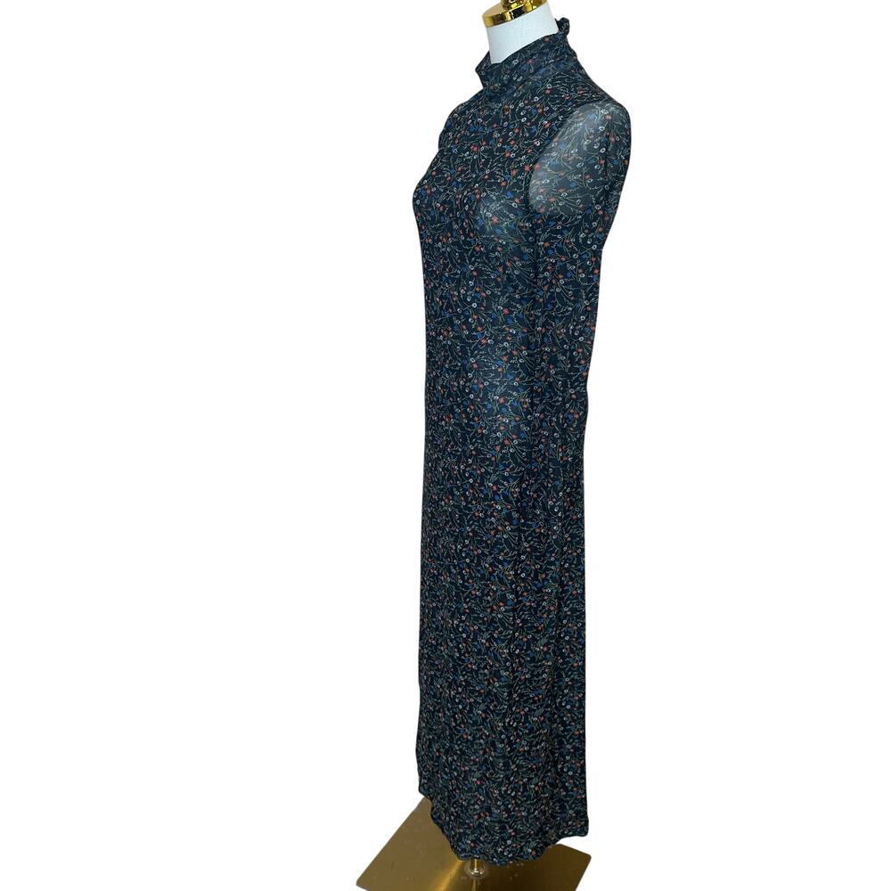 Rosetta Getty Mesh Floral Midi Dress SIZE 6 Black Long Sleeve Work Designer $440 - Picture 9 of 11